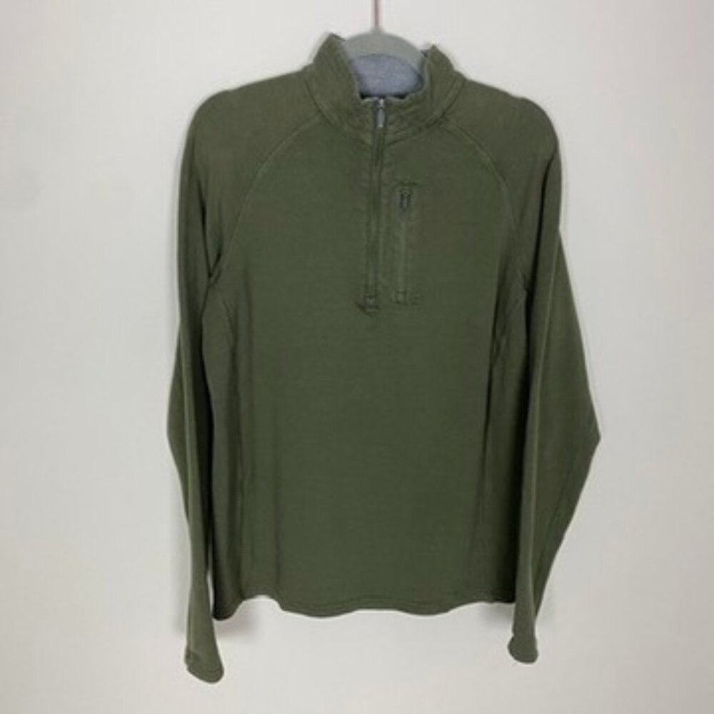 Free Fly Pullover 1/4 Zip‎ Green Mens Small Bamboo Active Long Sleeves